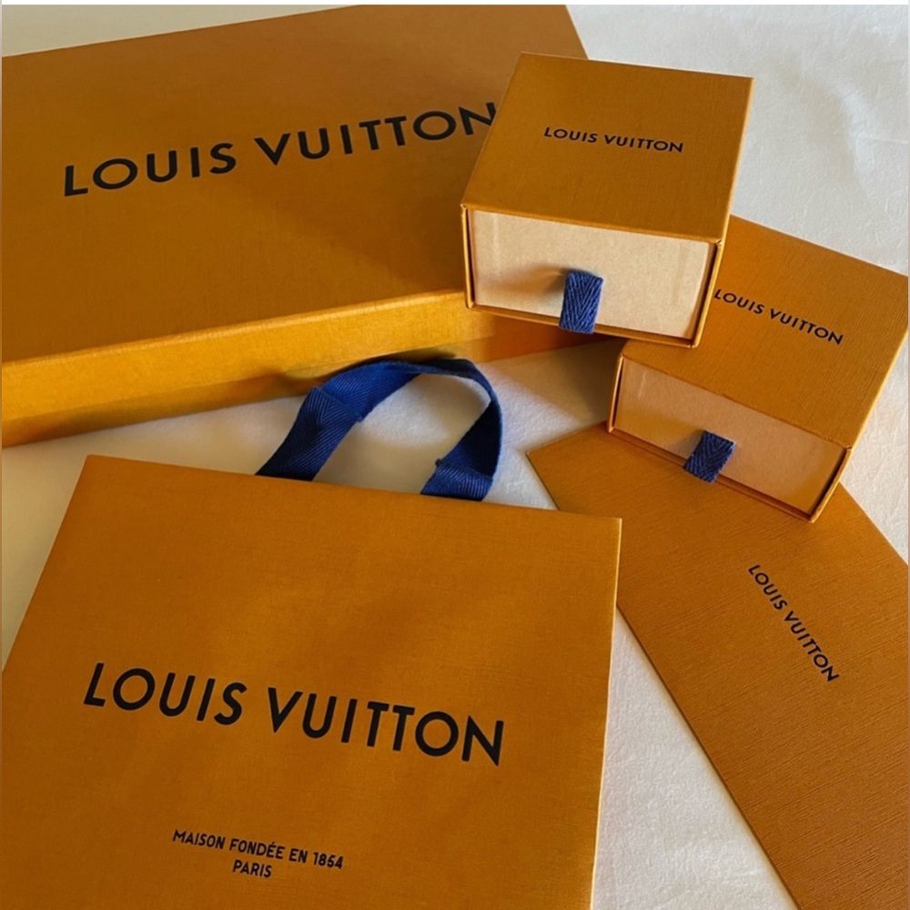 Louis Vuitton Orange and Blue Branded Boxes and Bag Set
